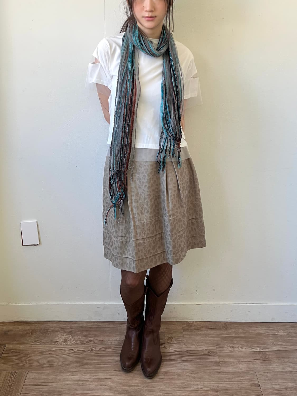 Japan vtg 시스루 머플러 상품이미지9