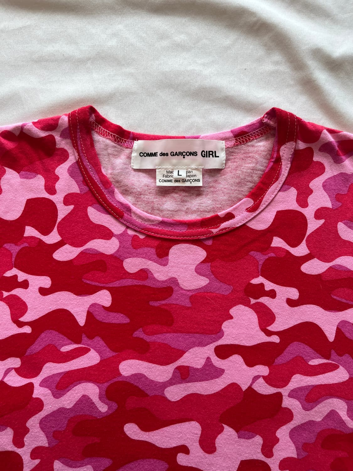 2020 꼼데가르송 걸 핑크 카모 롱 슬리브 긴팔 티셔츠 상품이미지3