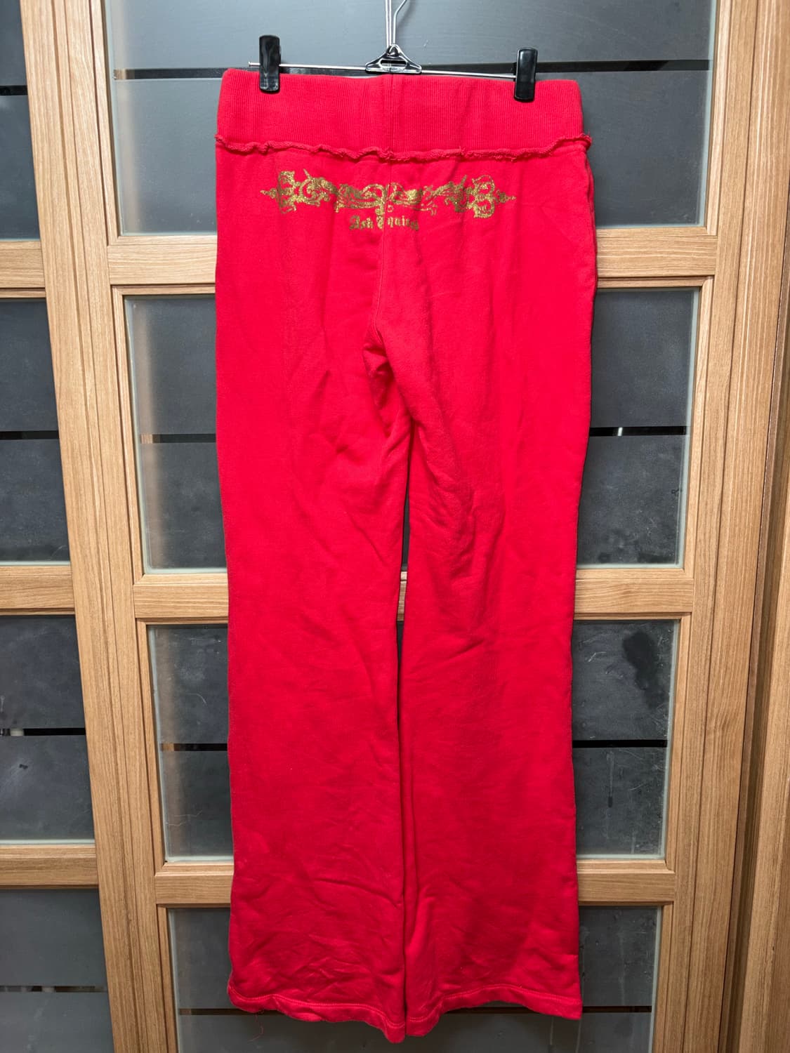 ASK ENQUIRED 골드펄 레터링 로우라이즈 슬림 부츠컷 팬츠 상품이미지4