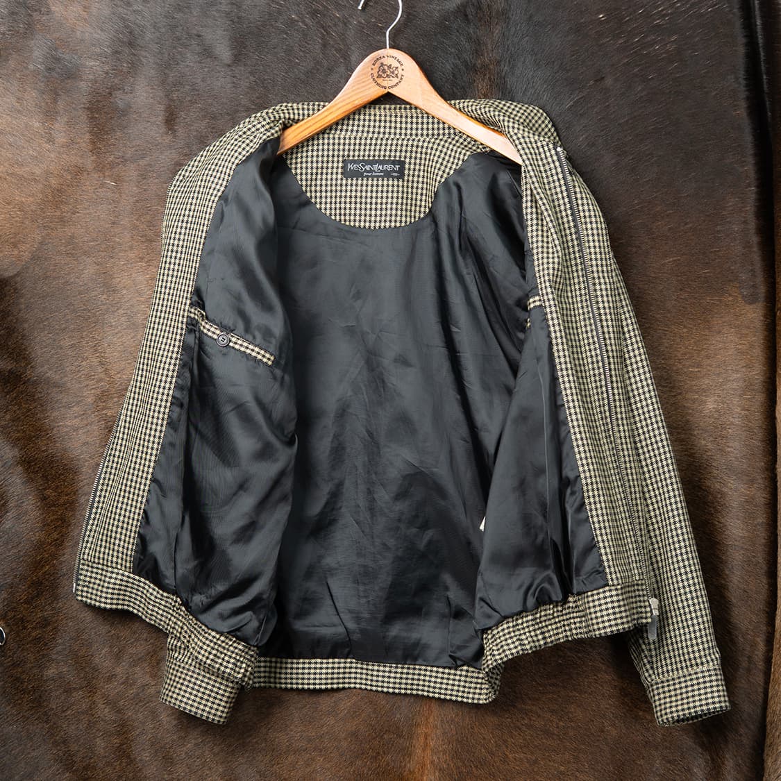 [103] 90s 입생로랑 뿌르옴므 울 실크 하운드투스 블루종  상품이미지3