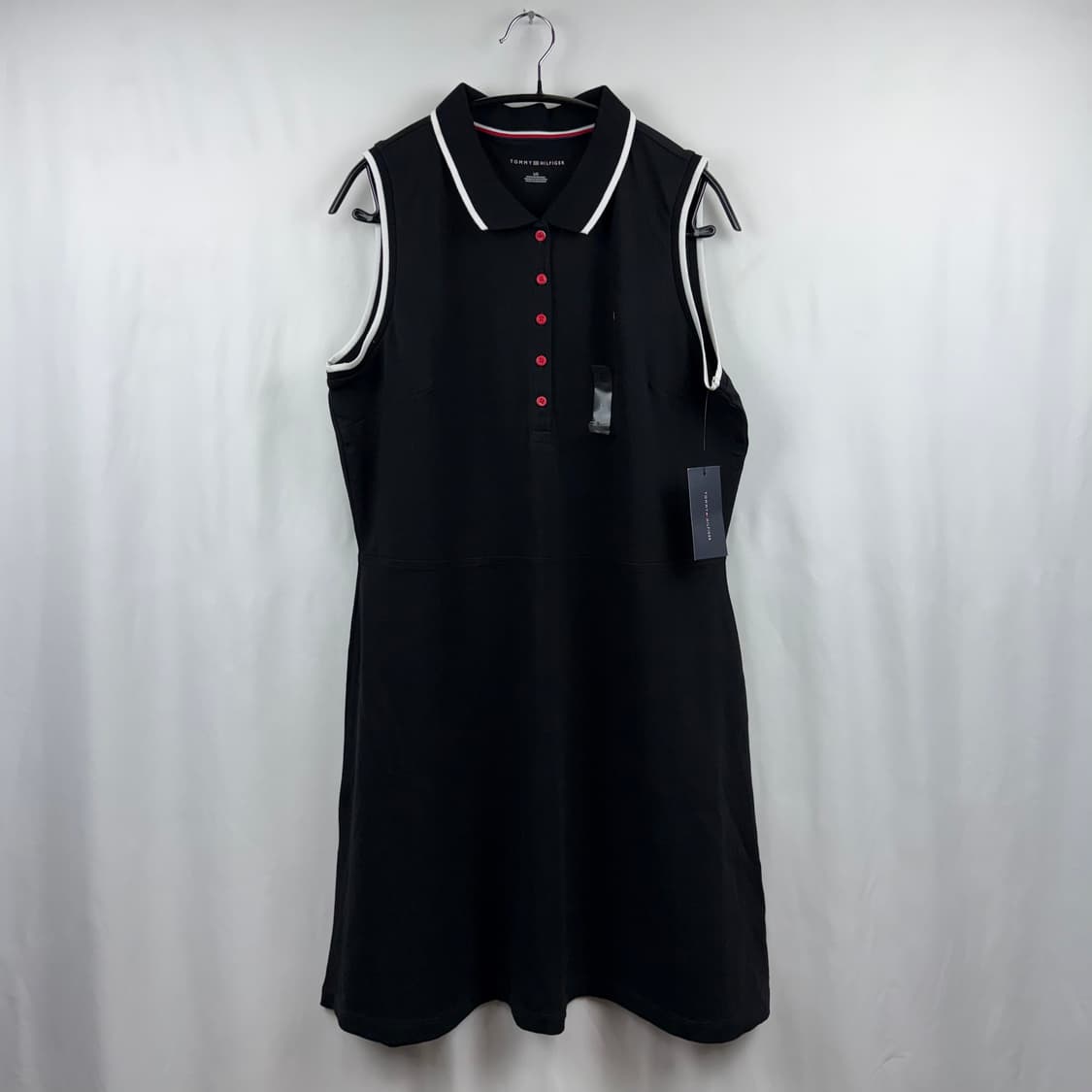 (새상품)(L) 타미힐피거 우먼스 카라 민소매 원피스 블랙 상품이미지2