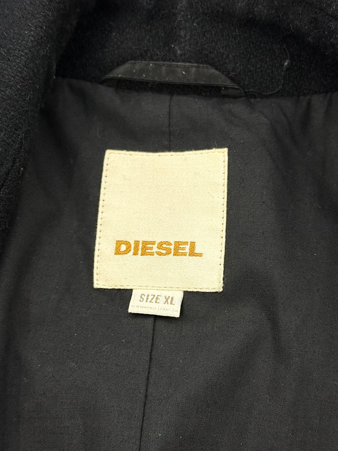 디젤 00s 블랙 투웨이 울 벨티드 카라 밀리터리 하프 코트 상품이미지7