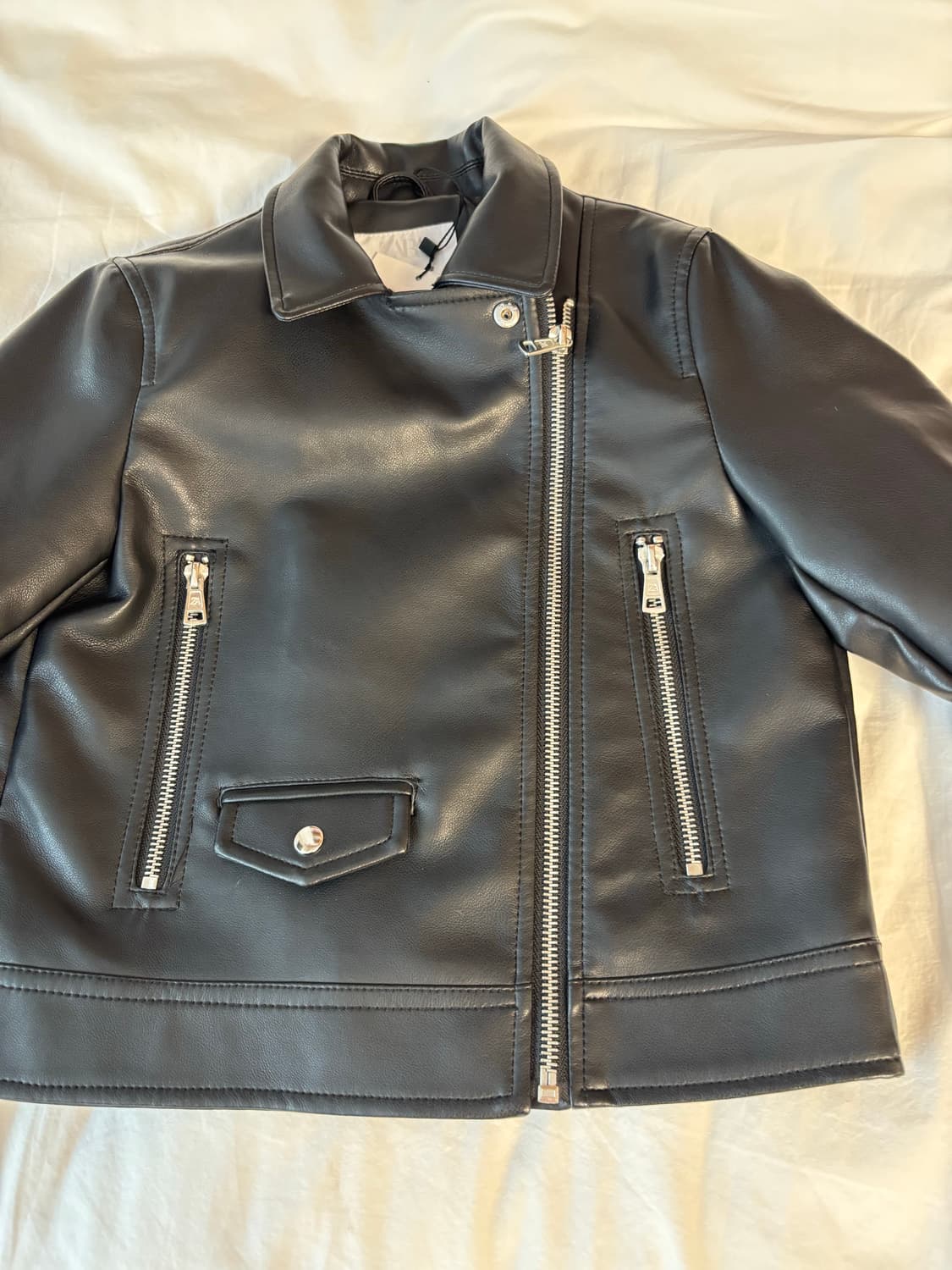 자라 키즈 블랙 레더 라이더 자켓 상품이미지3