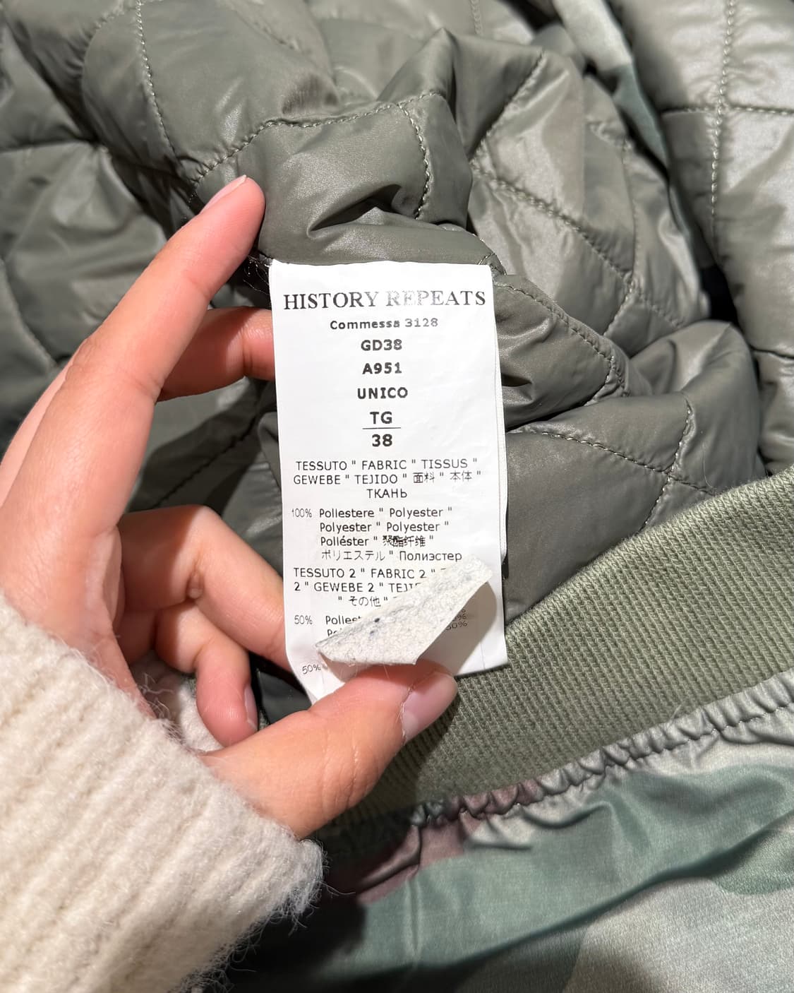 히스토리 리핏츠 카키 카모 울 슬리브 봄버 자켓 상품이미지9