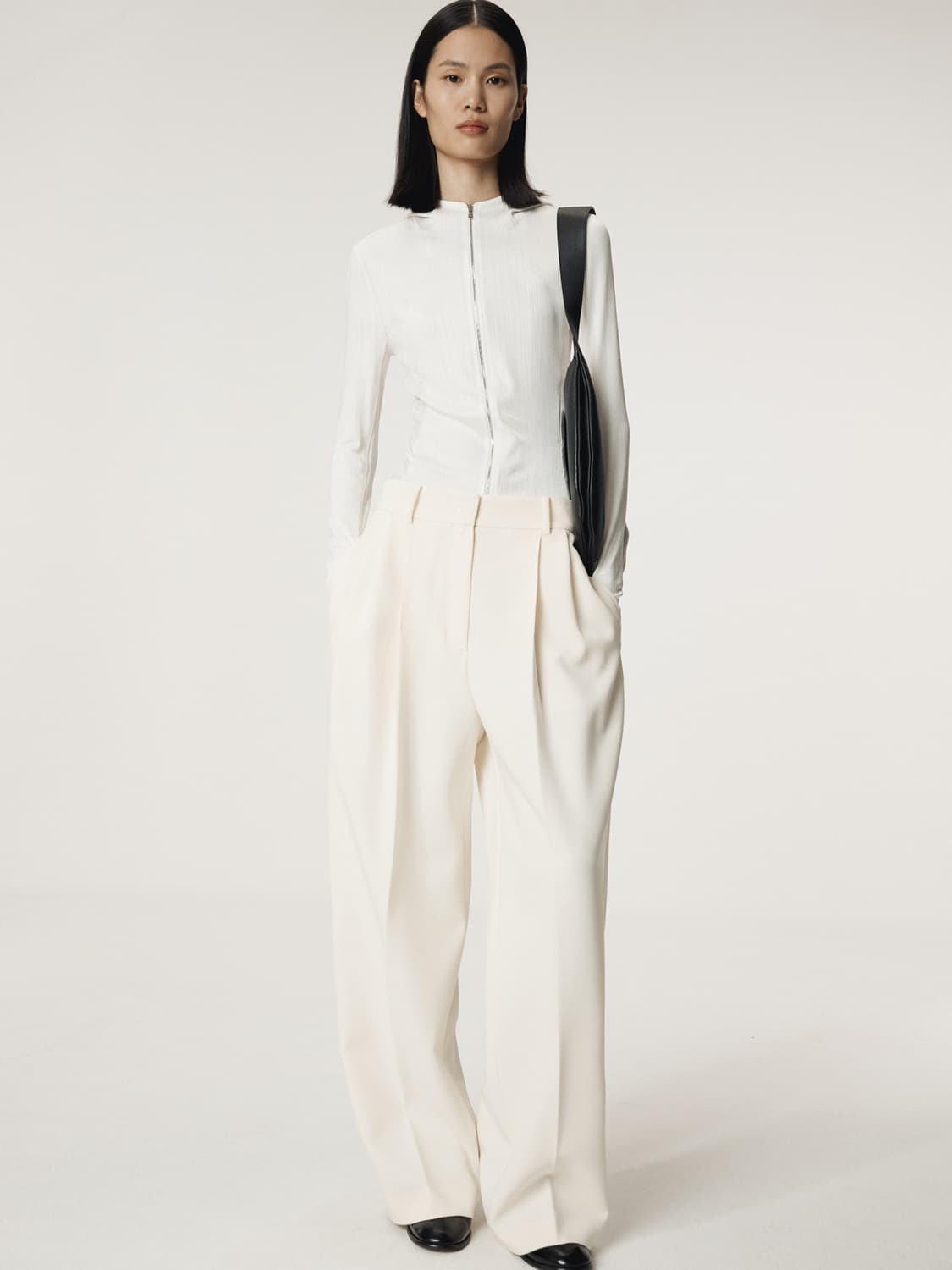 렉토 RECTO 시어 저지 피티드 집 후디 아이보리 상품이미지5