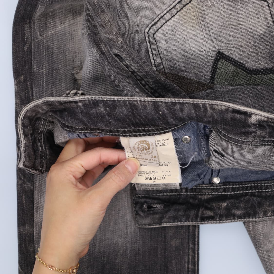 [W28 L32] 디젤 그레이워싱 데미지 진 데님팬츠 1210H2 상품이미지5