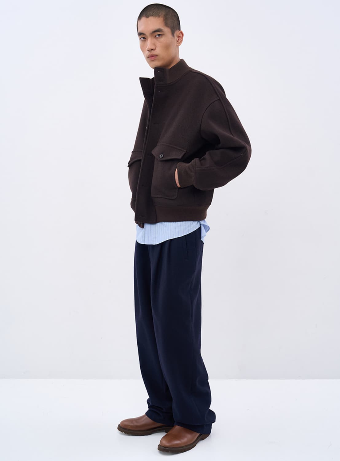 [M]애프터프레이 a-1 울 자켓 브라운 상품이미지3