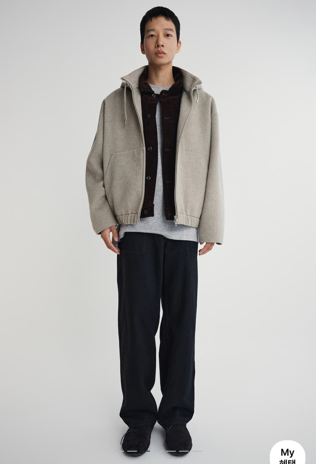 포터리 울 캐시미어 후디드 점퍼 베이지 4사이즈 상품이미지5