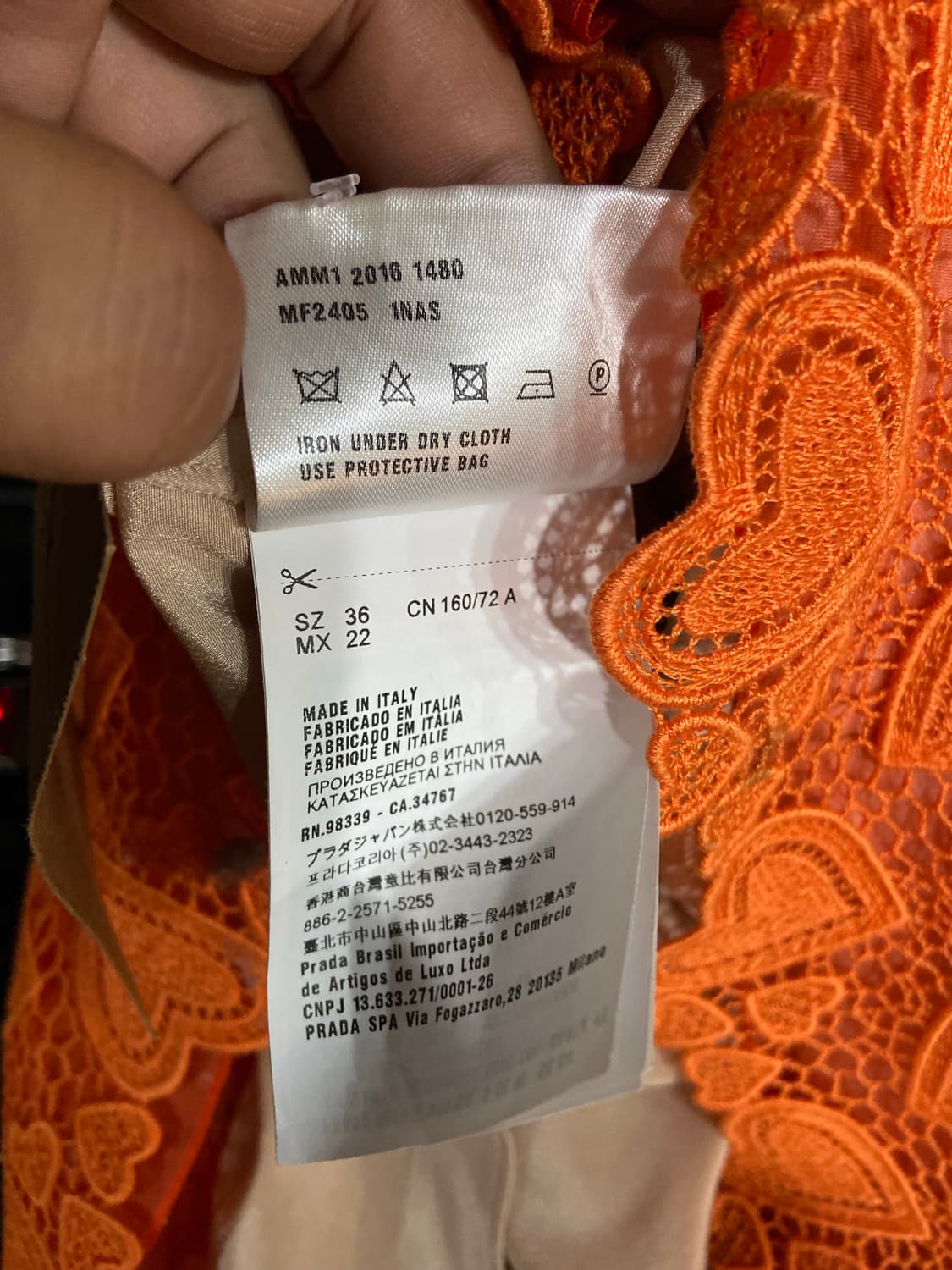 MIU MIU   미우미우 오렌지색 하트 레이스 미니 드레스 36 상품이미지9