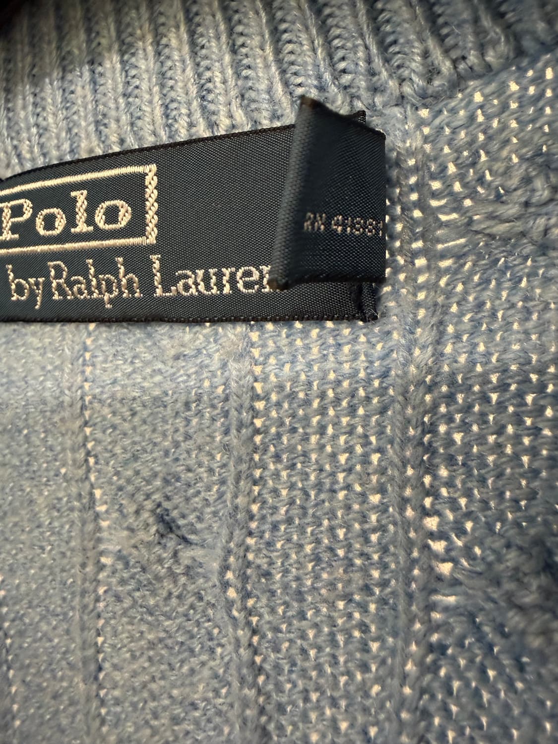 [S] 폴로 랄프로렌 케이블 반집업 니트 스웨터 하늘색 상품이미지5