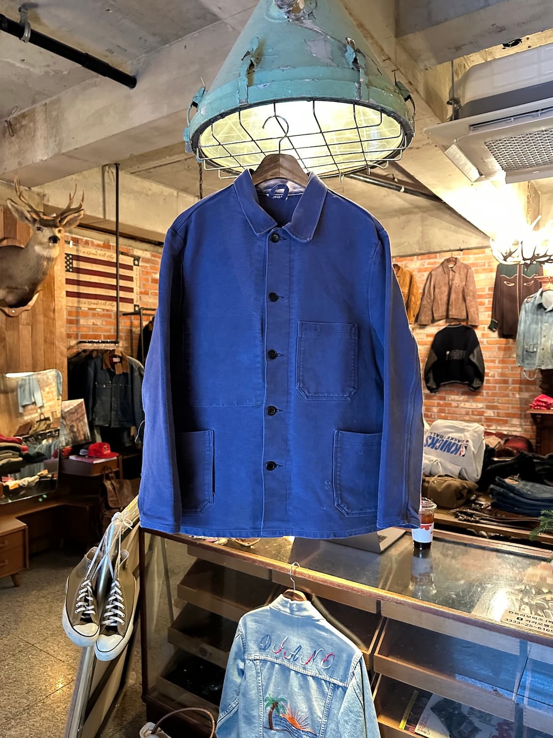 60s 70s 빈티지 몰스킨 프렌치 워크 자켓 상품이미지1