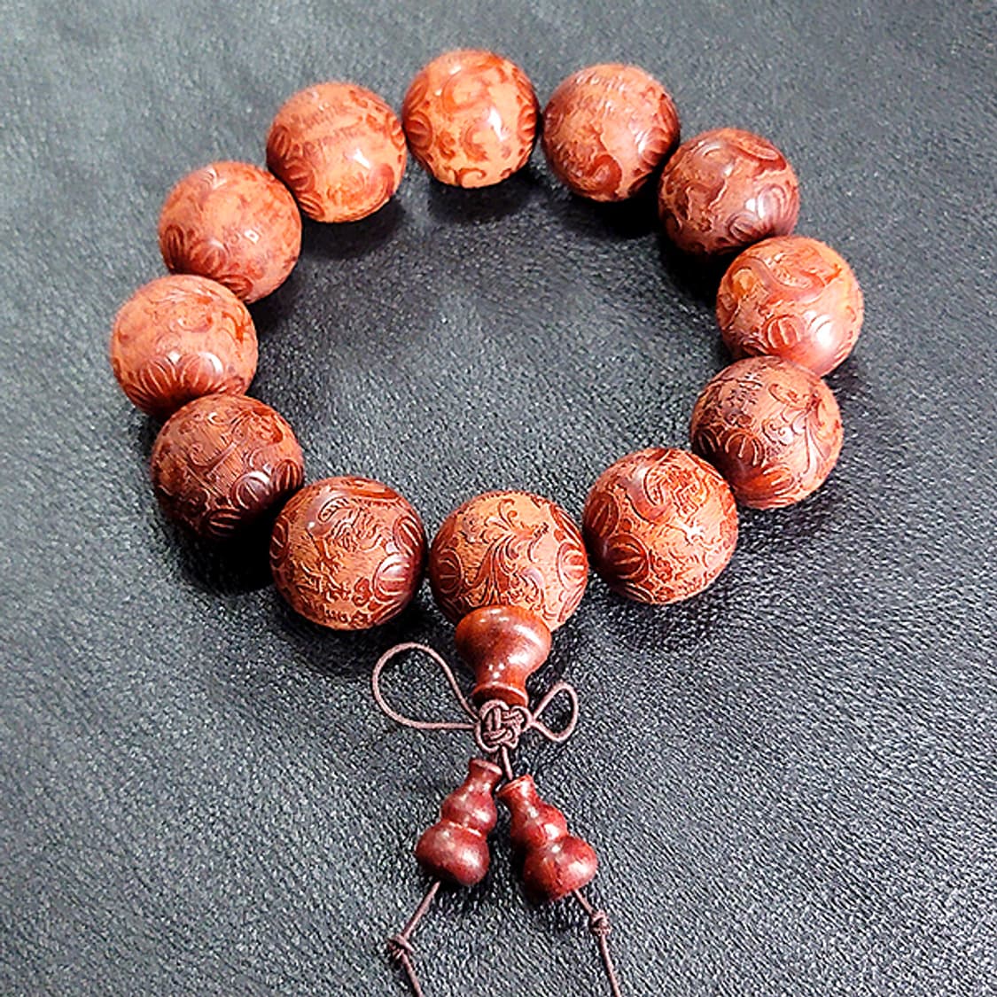 마하슈리 백단향 20mm 남자 소품 용 봉황 불교 염주 팔찌 상품이미지1