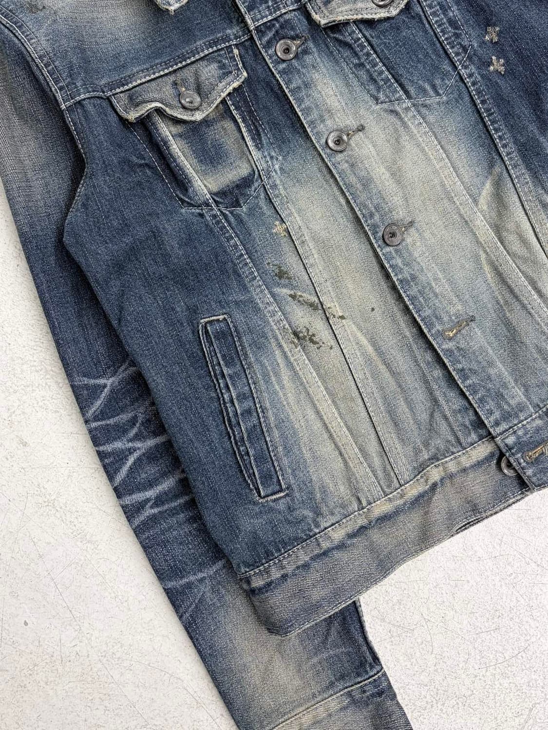 빈티지 크랙 워시드 데님 자켓 상품이미지5