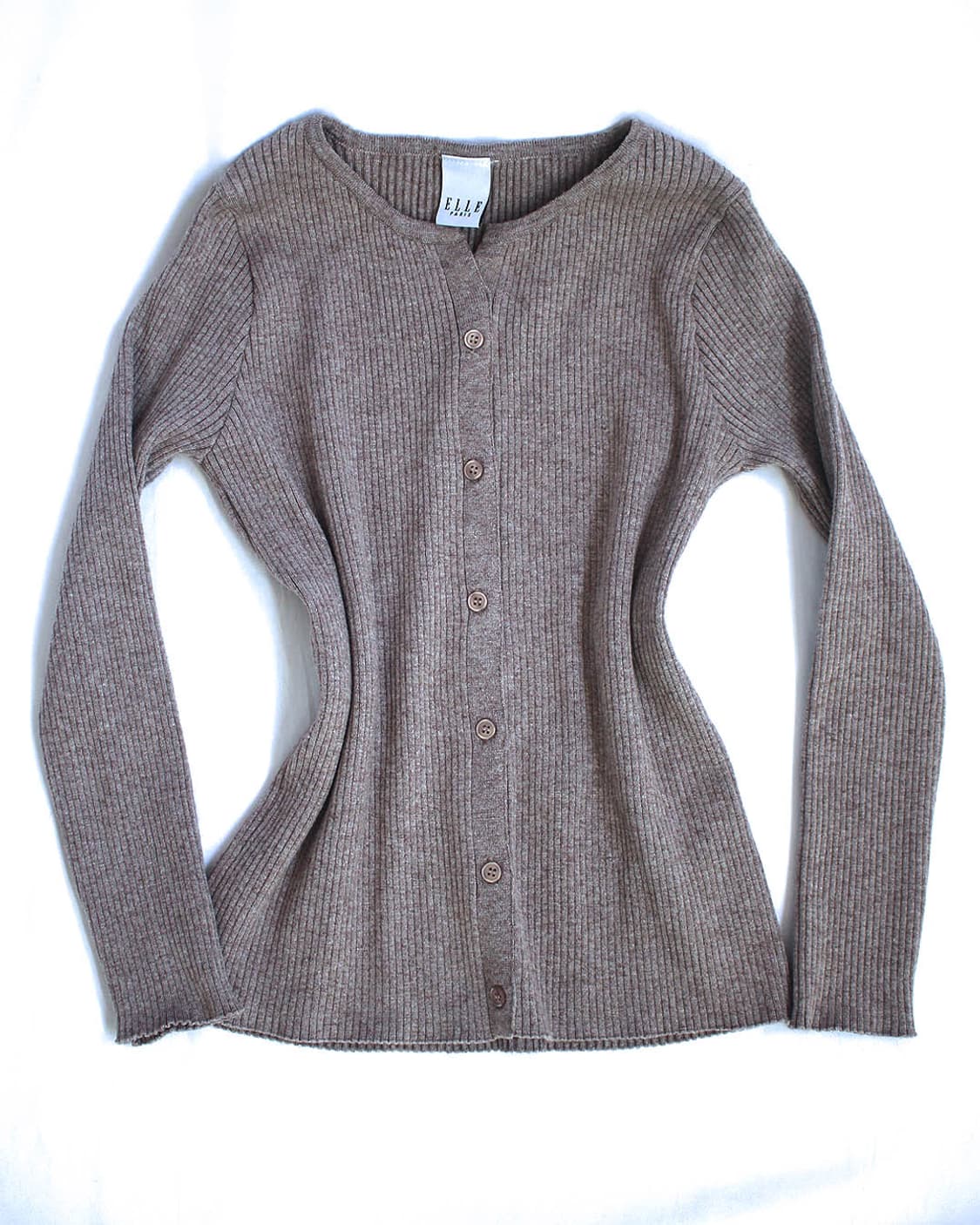 ELLE greyish brown buttons ribbed top 상품이미지1