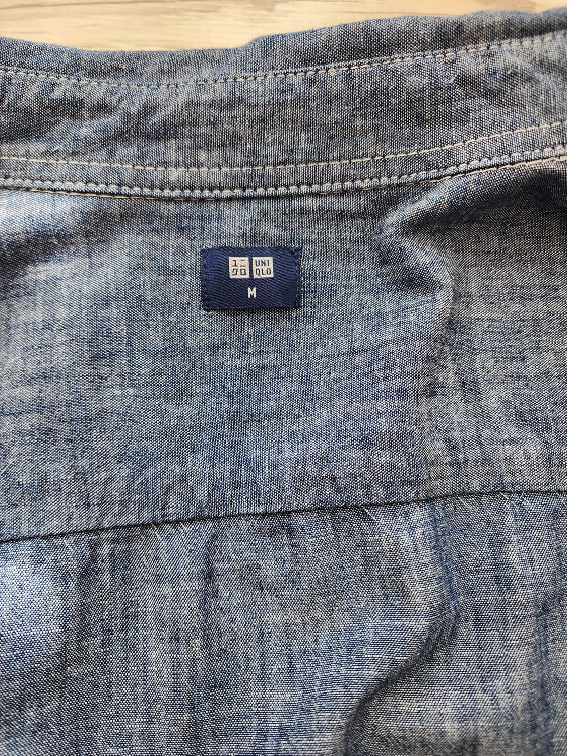 유니클로 샴브레이 셔츠 M(100~105)사이즈 팜. 남방 데님 중청 상품이미지5