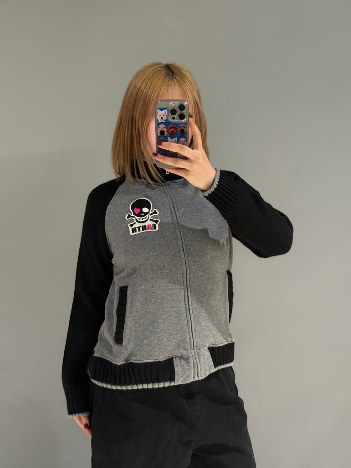 Kitsch skull patch raglan zip-up 상품이미지1