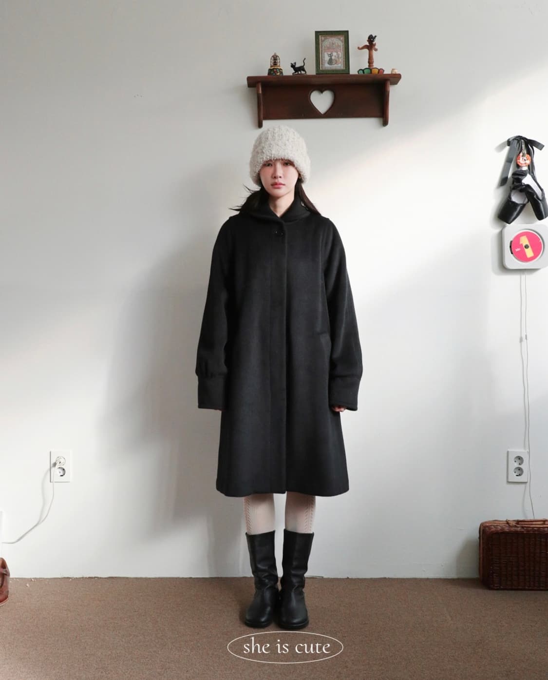 쉬이즈큐트 커들 코트 블랙 / cuddle coat black 상품이미지3