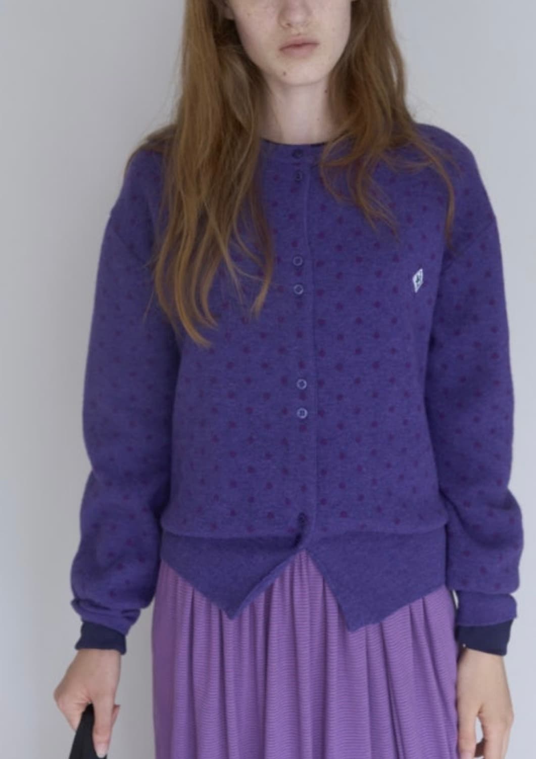 노컨텐츠 퍼플 도트 가디건 상품이미지1