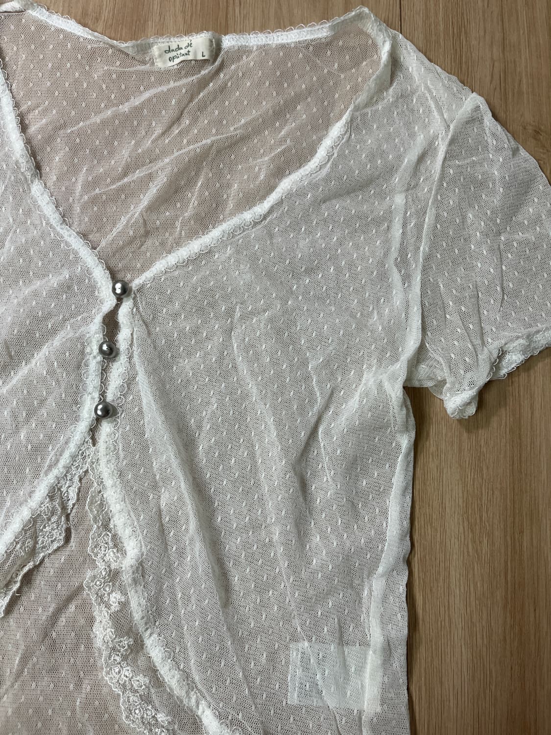 빈티지 | 화이트 시스루 반팔 볼레로 가디건 히메갸루 페어리 오리엔탈 상품이미지2