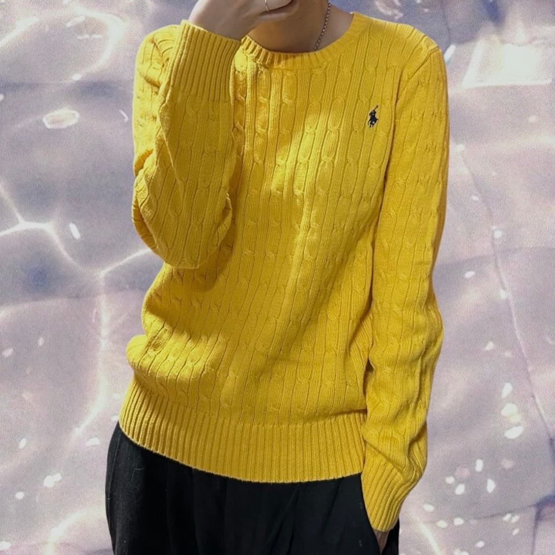 폴로 랄프로렌 케이블 꽈배기 니트 노랑 옐로우 병아리 L 상품이미지1
