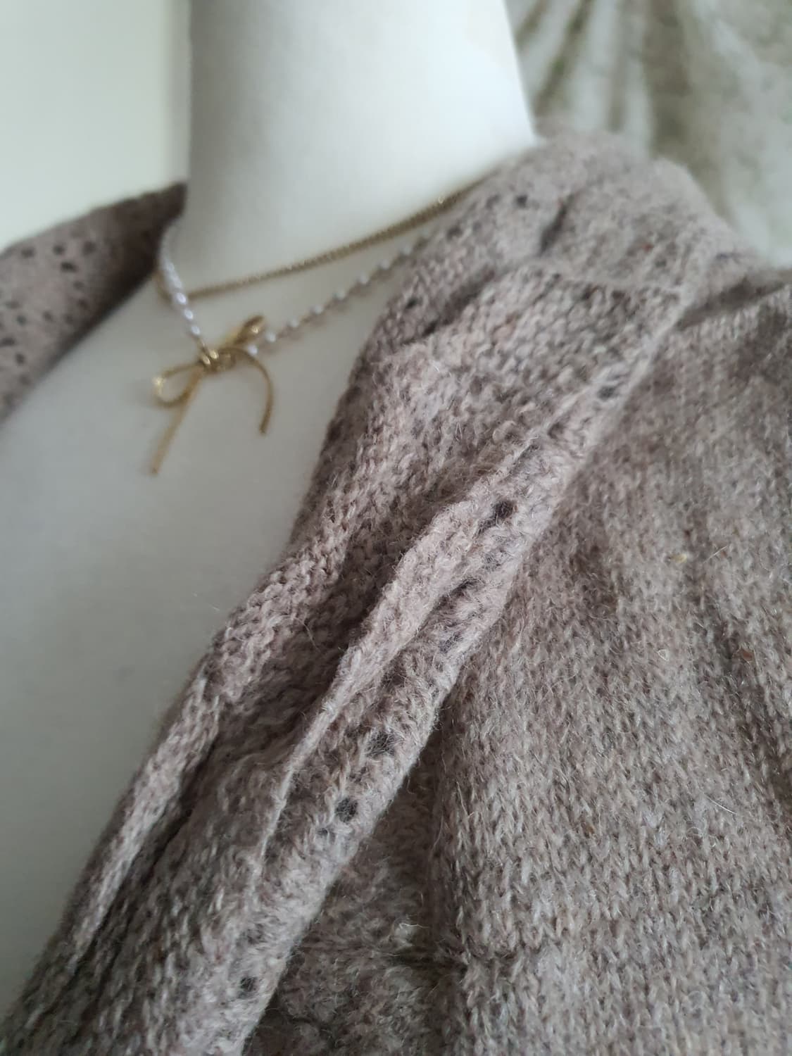 [모리걸] 니트 숄 가디건 브라운 색상 상품이미지2