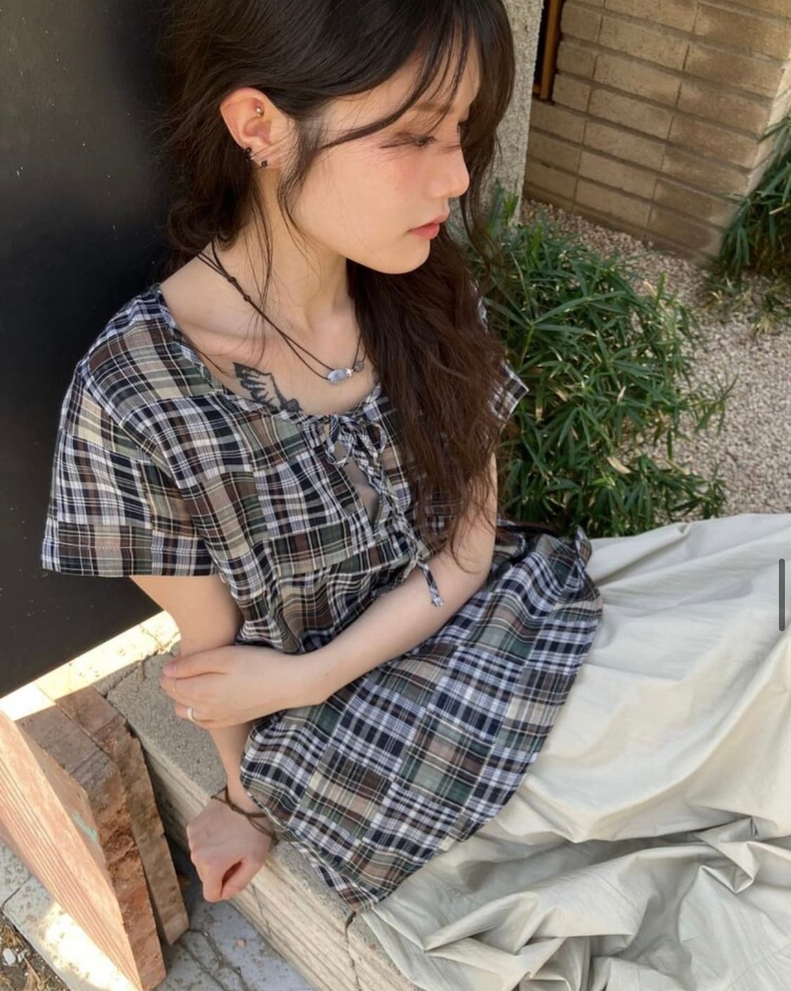 모래하우스 체크 블라우스 상품이미지1