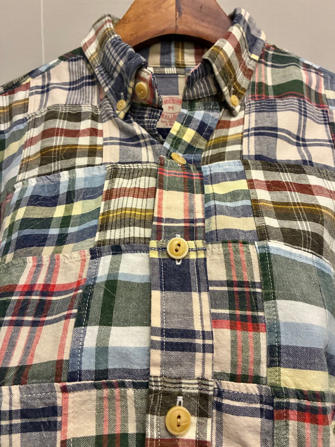 (M)브룩스브라더스 마드라스 패치워크 코튼 버튼다운 셔츠 상품이미지5