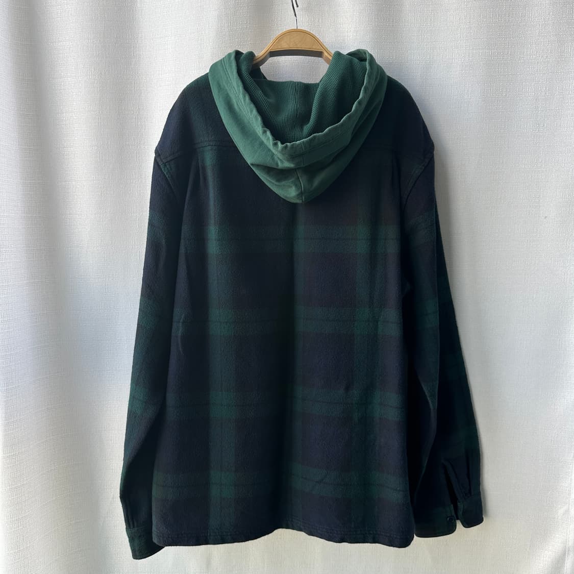 슈프림 16FW 후디드 체크 하프 집업 플란넬 셔츠 네이비 그린 L 상품이미지6