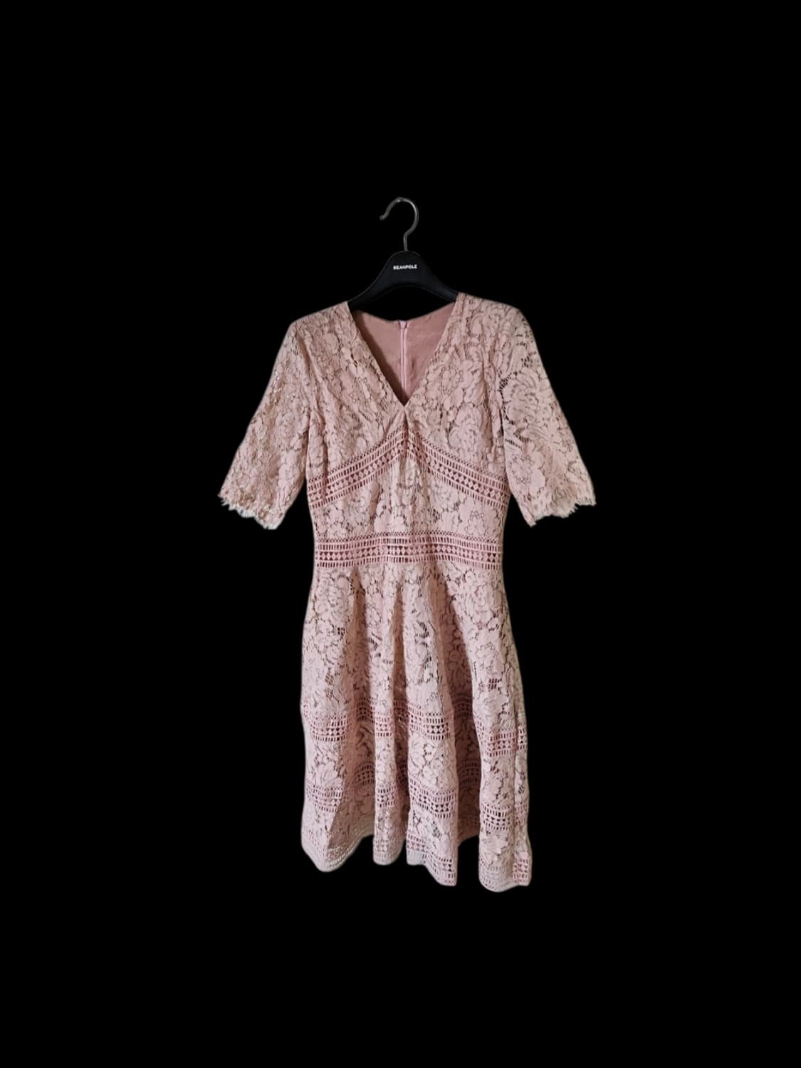 로맨틱 핑크 레이스 자수 브이넥 미디원피스 (반팔) 상품이미지8