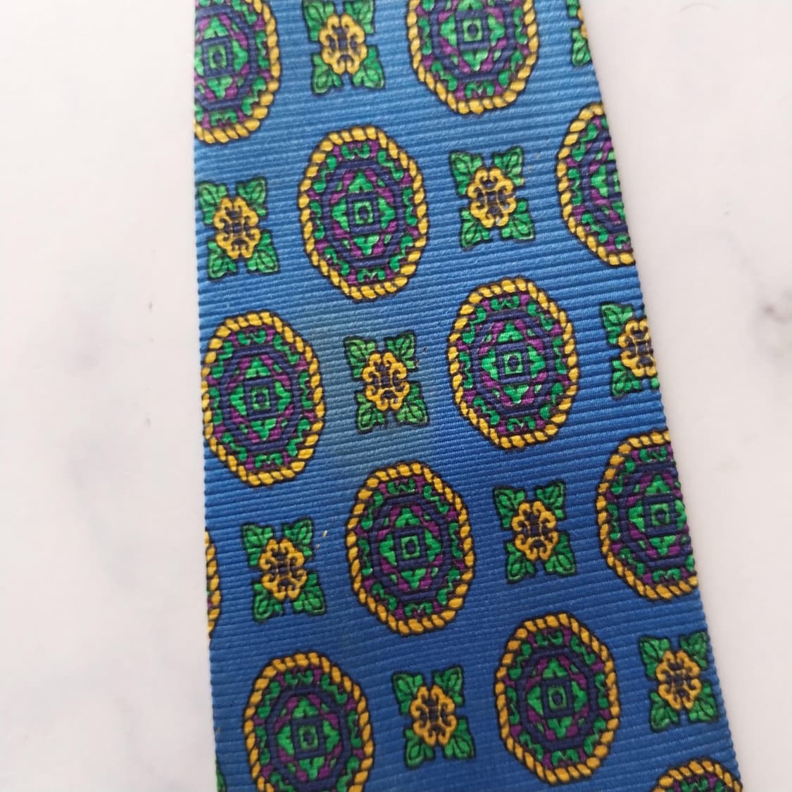 베르사체 실크 블루 패턴 넥타이 9.5cm A~B등급 K2160 상품이미지8