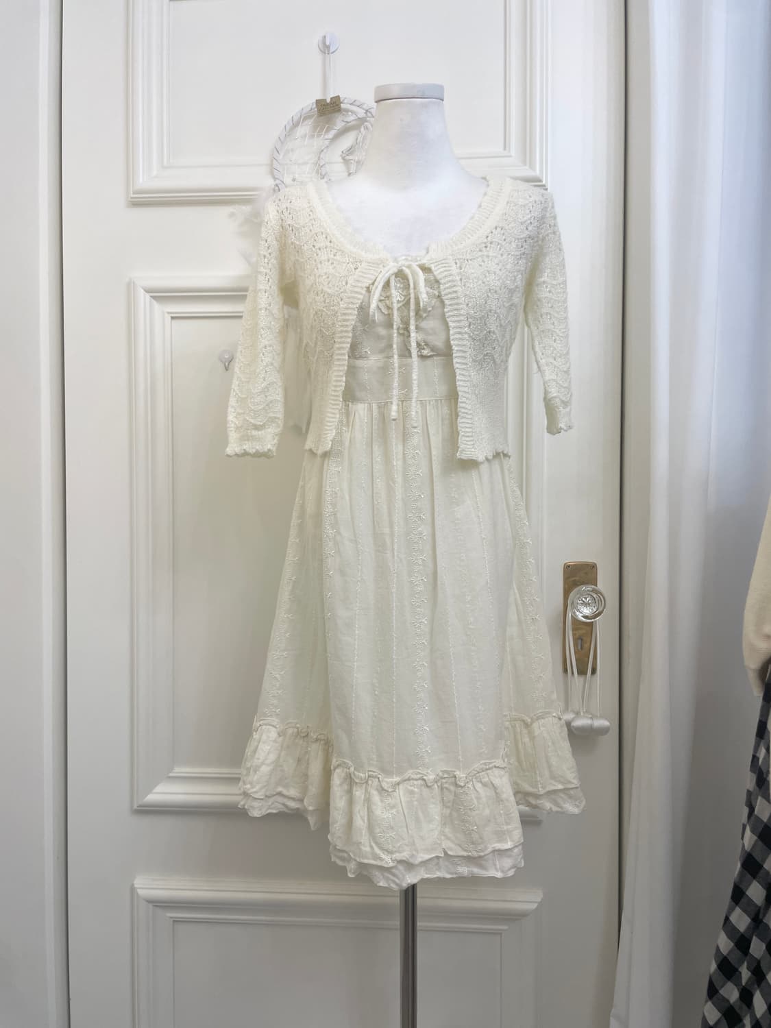 ivory bow crochet cardigan&ivoey lace em 상품이미지1