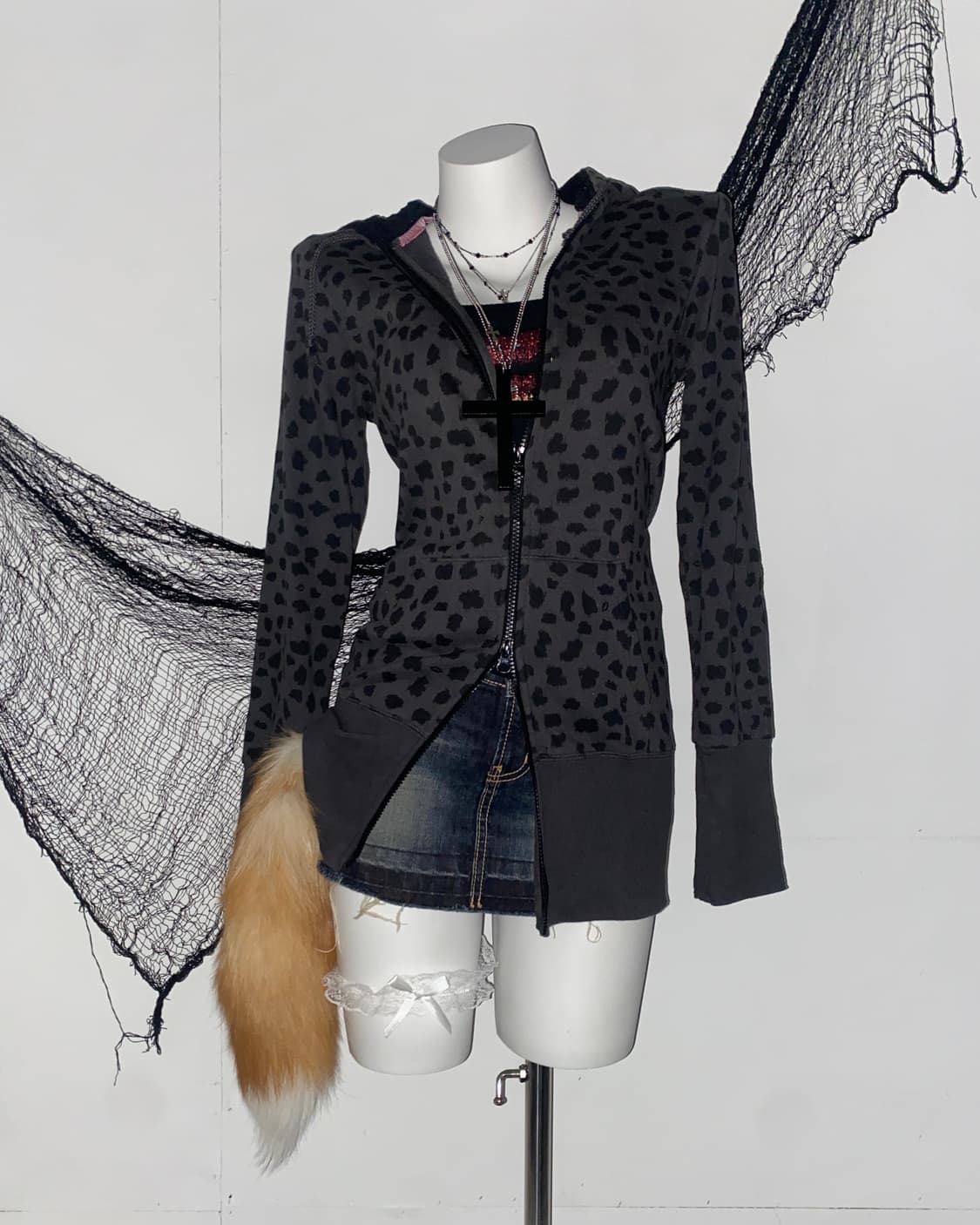 ꒰ঌ 키스마크 갸루 레오파드 후드집업 ໒꒱ 상품이미지1