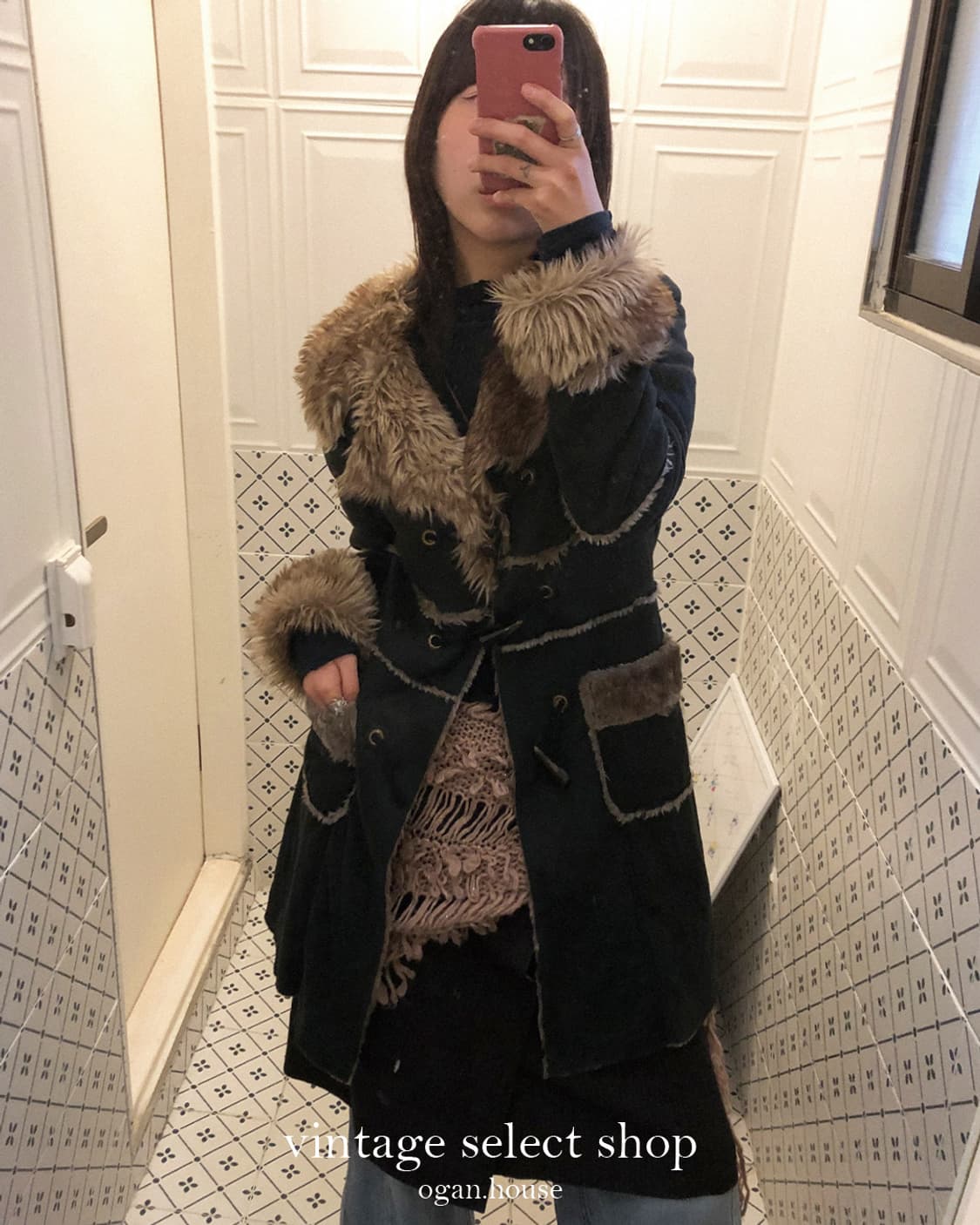 vintage suede fur duffel coat 상품이미지2