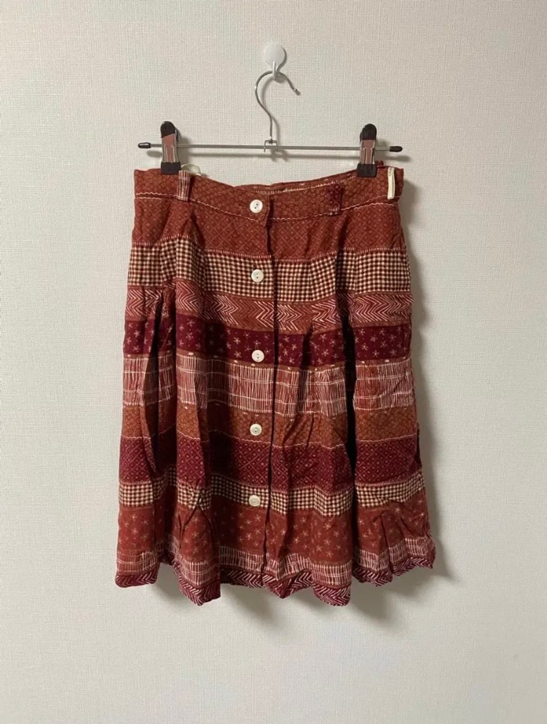 빈티지 모리걸 하구미 보헤미안 체크 스커트 상품이미지1