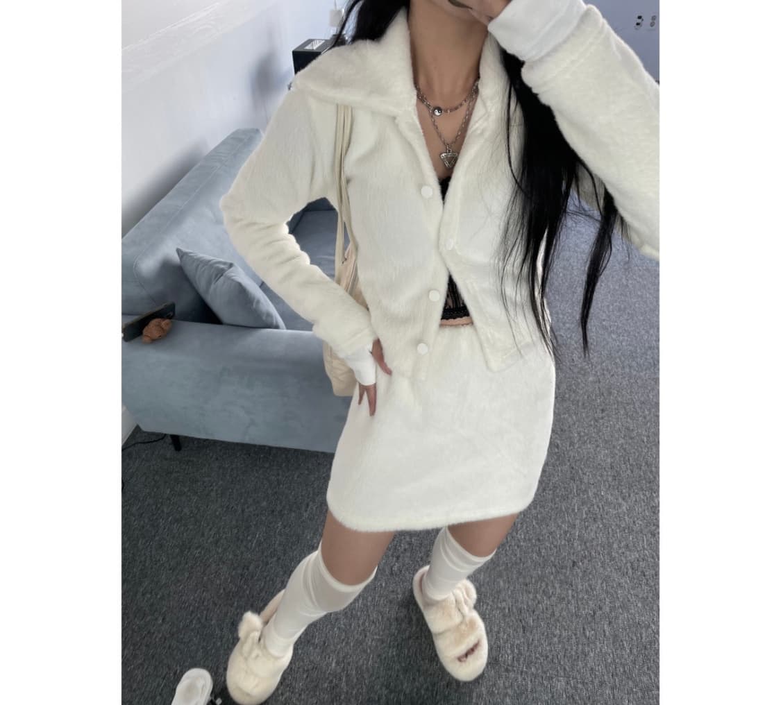 쿠션 퍼 가디건 상품이미지1