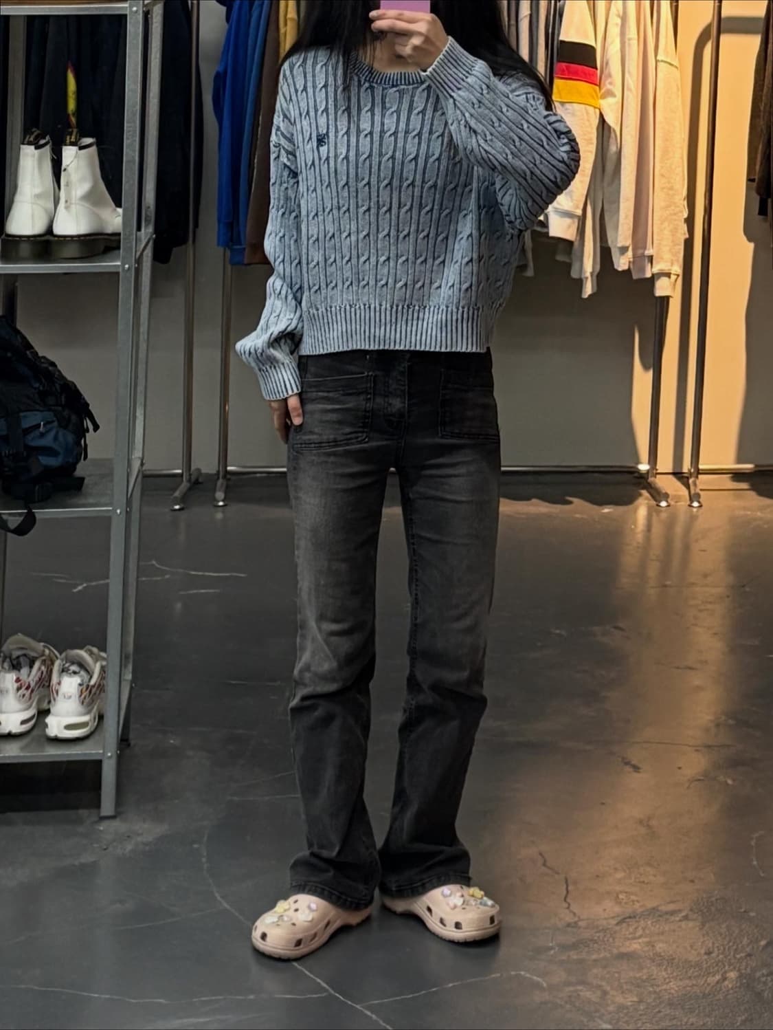 세터 빈티지 워싱 꽈배기 크롭 니트 A2796 상품이미지1