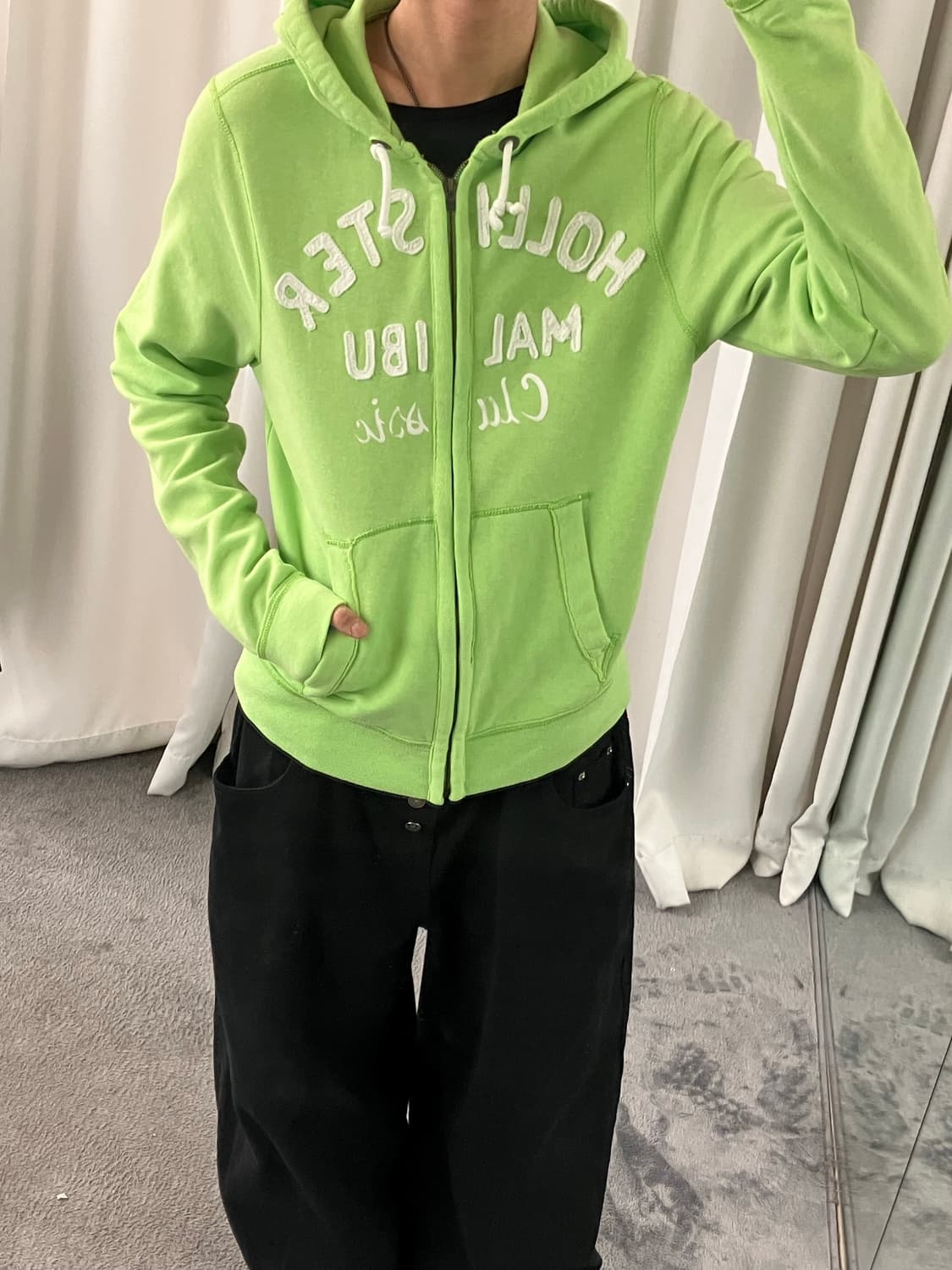 홀리스터 빈티지 라이트 그린 후드집업 L 상품이미지5