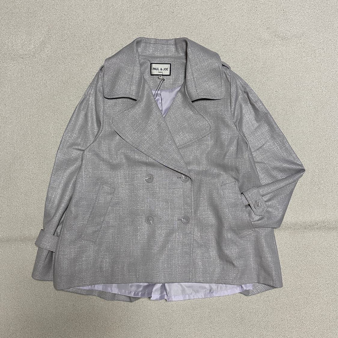 폴앤조 꾸뛰르 메탈릭체크 트렌치 코트 상품이미지1