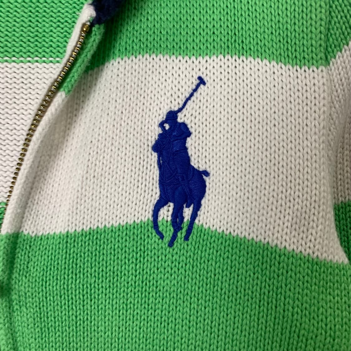 폴로 랄프 로렌 그린 스트라이프 니트 후드 집업 가디건 상품이미지4