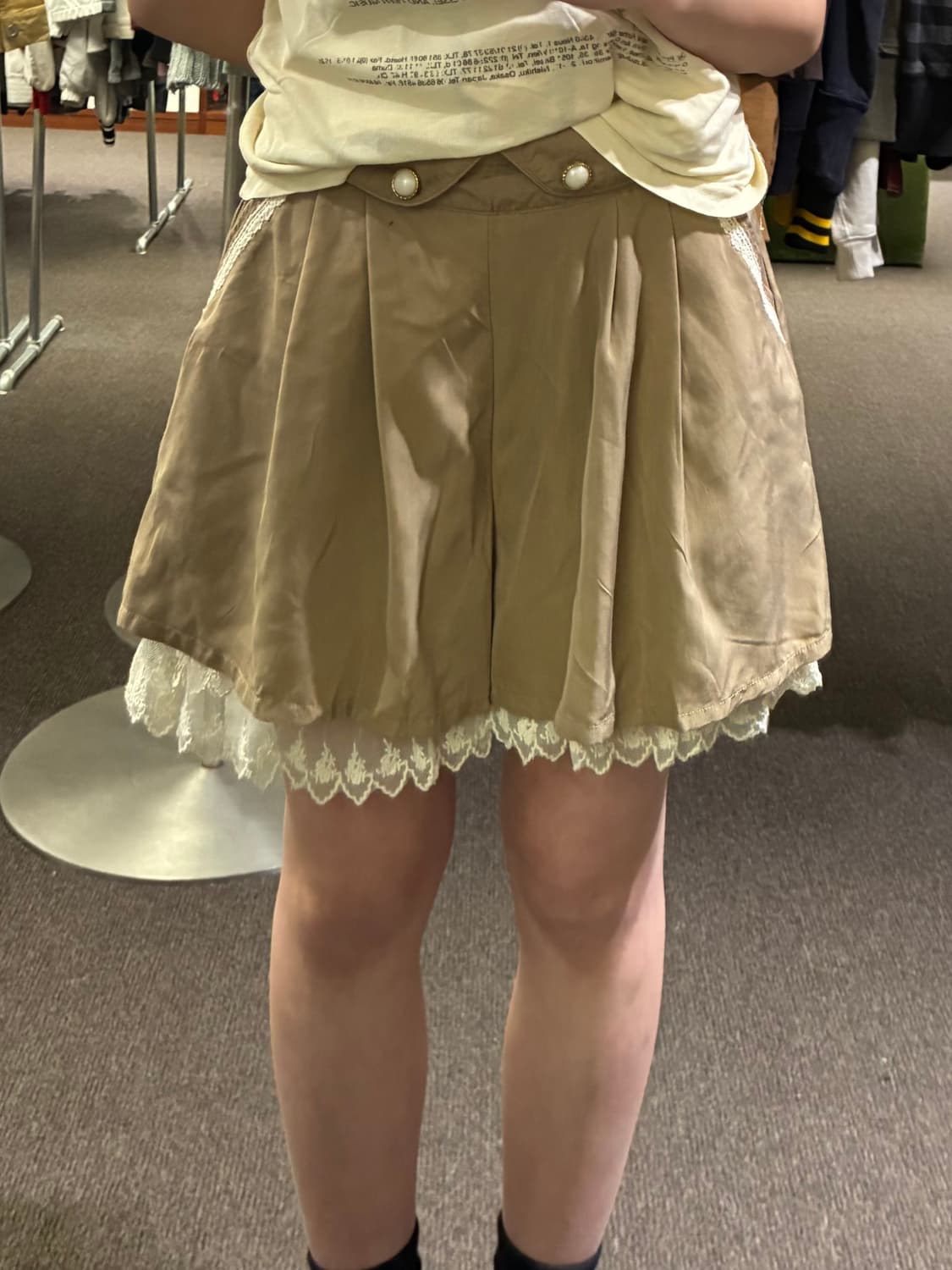 M)Japanese vintage 여성 레이스 금장버튼 디테일 베이지 치 상품이미지1