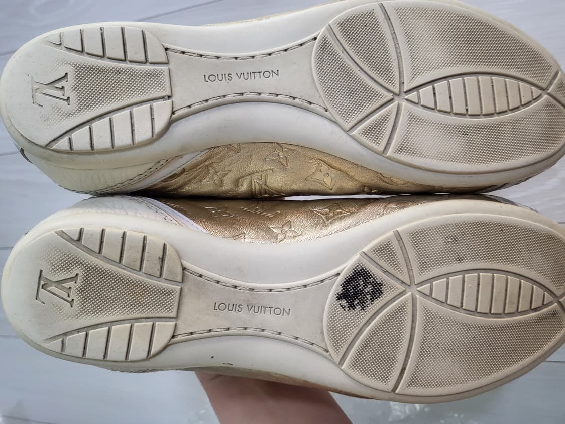 (정품)루이비통 여성 가죽 스니커즈 아이보리/골드 230 상품이미지3