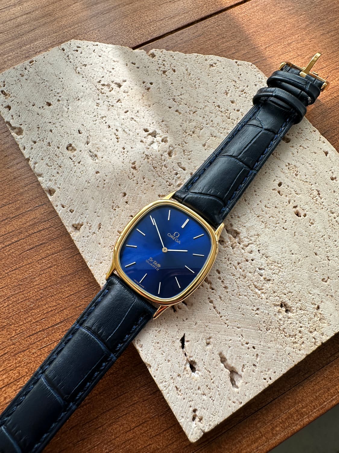 정품 오메가 엘립스 드빌 쿼츠 청판 금장 빈티지 시계 상품이미지1