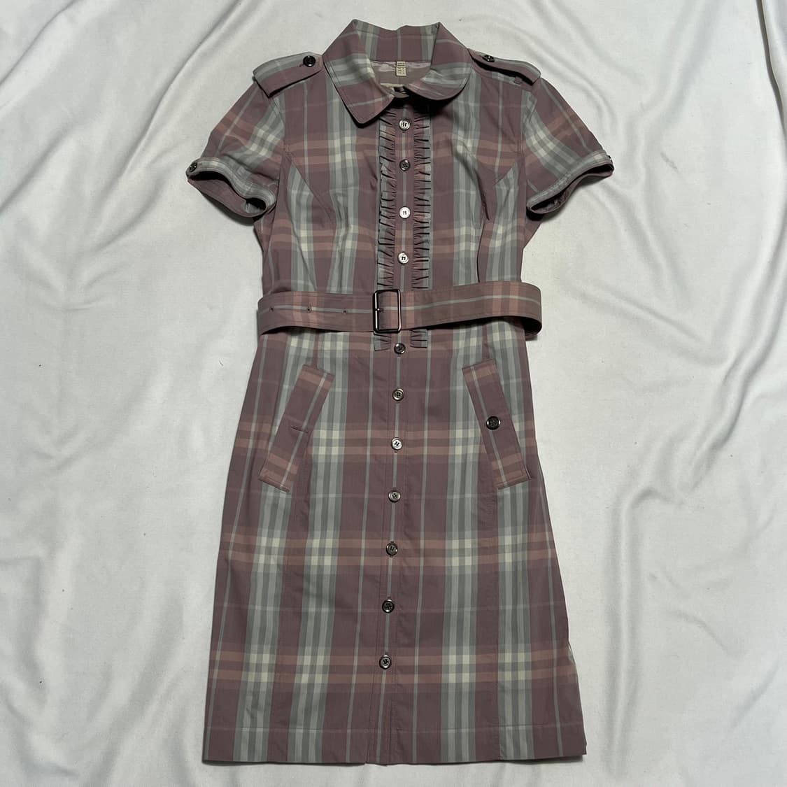 8 버버리 여성용 핑크 노버체크 코트 상품이미지2