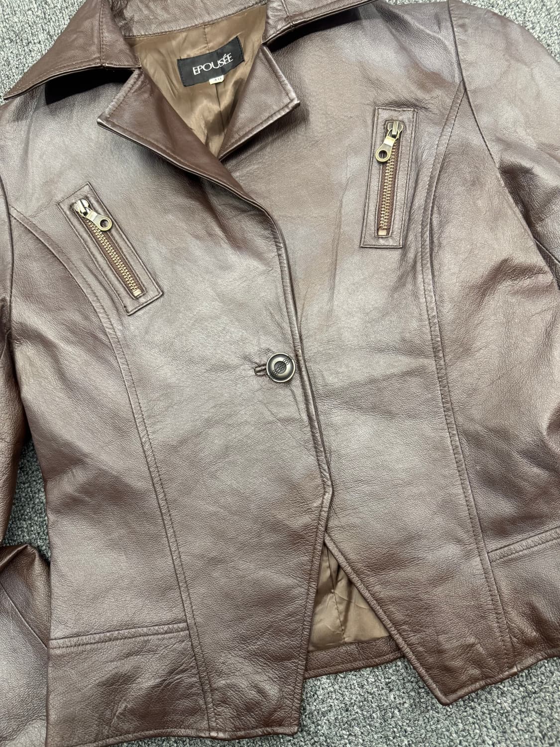 40)EPOUSEE 빈티지 브라운 가죽 블레이저 자켓 상품이미지2