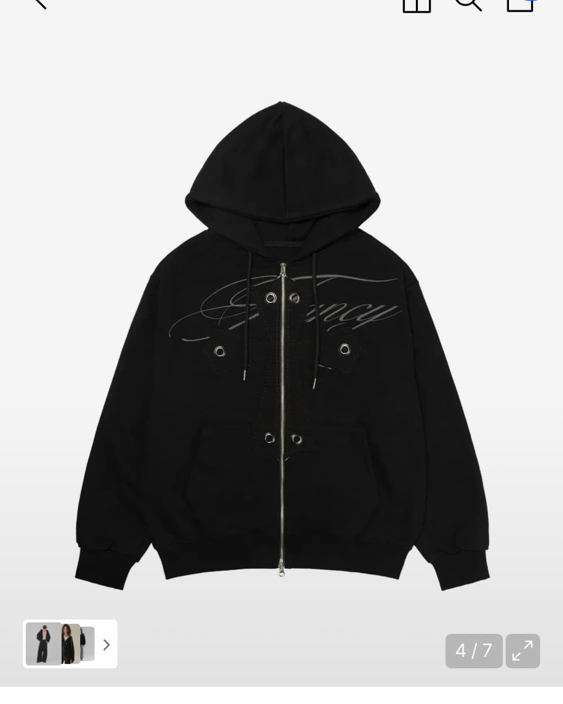 팬시클럽 빅 크로스 아일릿 후드집업 팬츠 트레이닝 셋업 상품이미지2