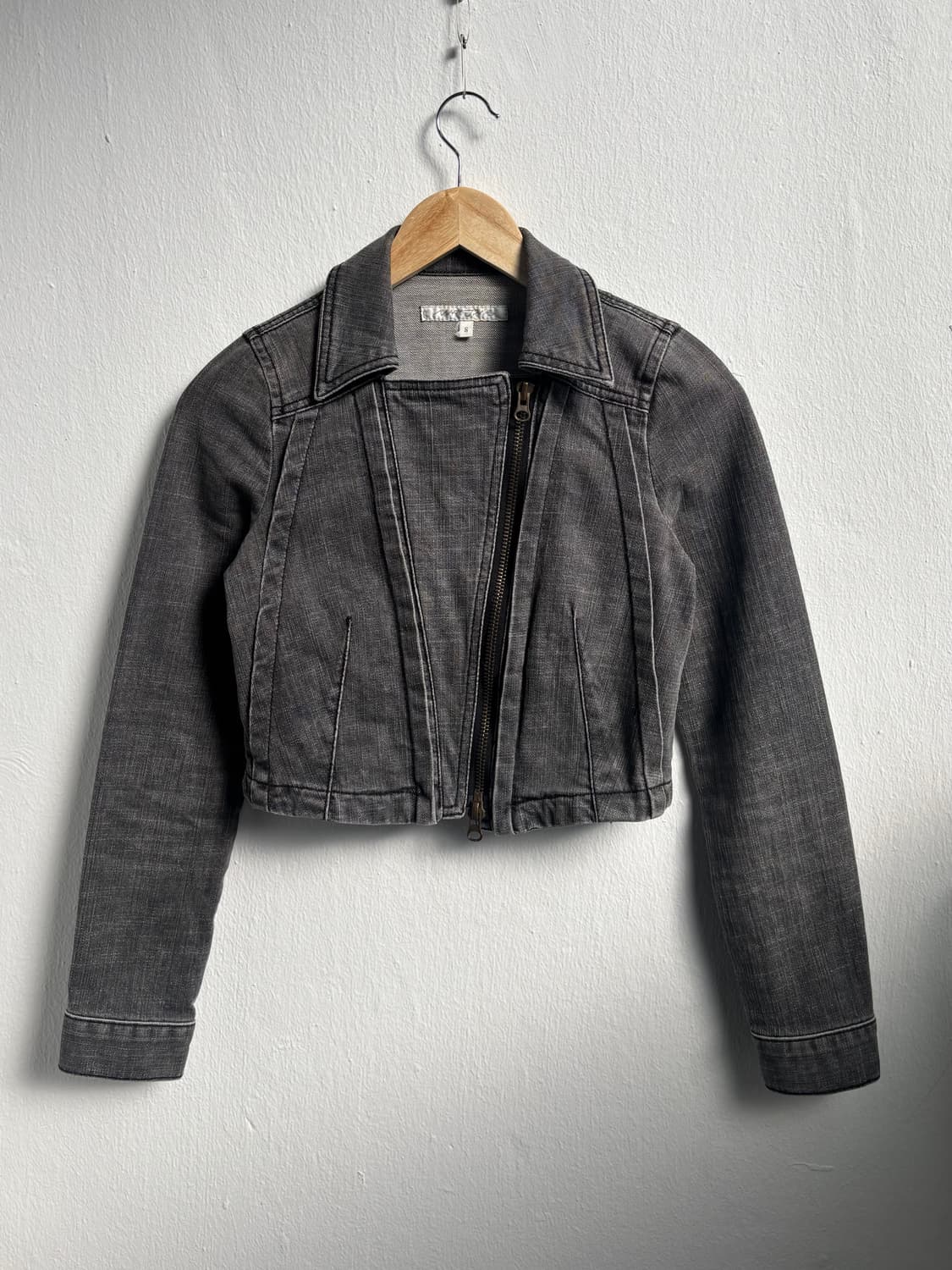 Vintage Denim Crop Zip-Up Jacket 상품이미지3