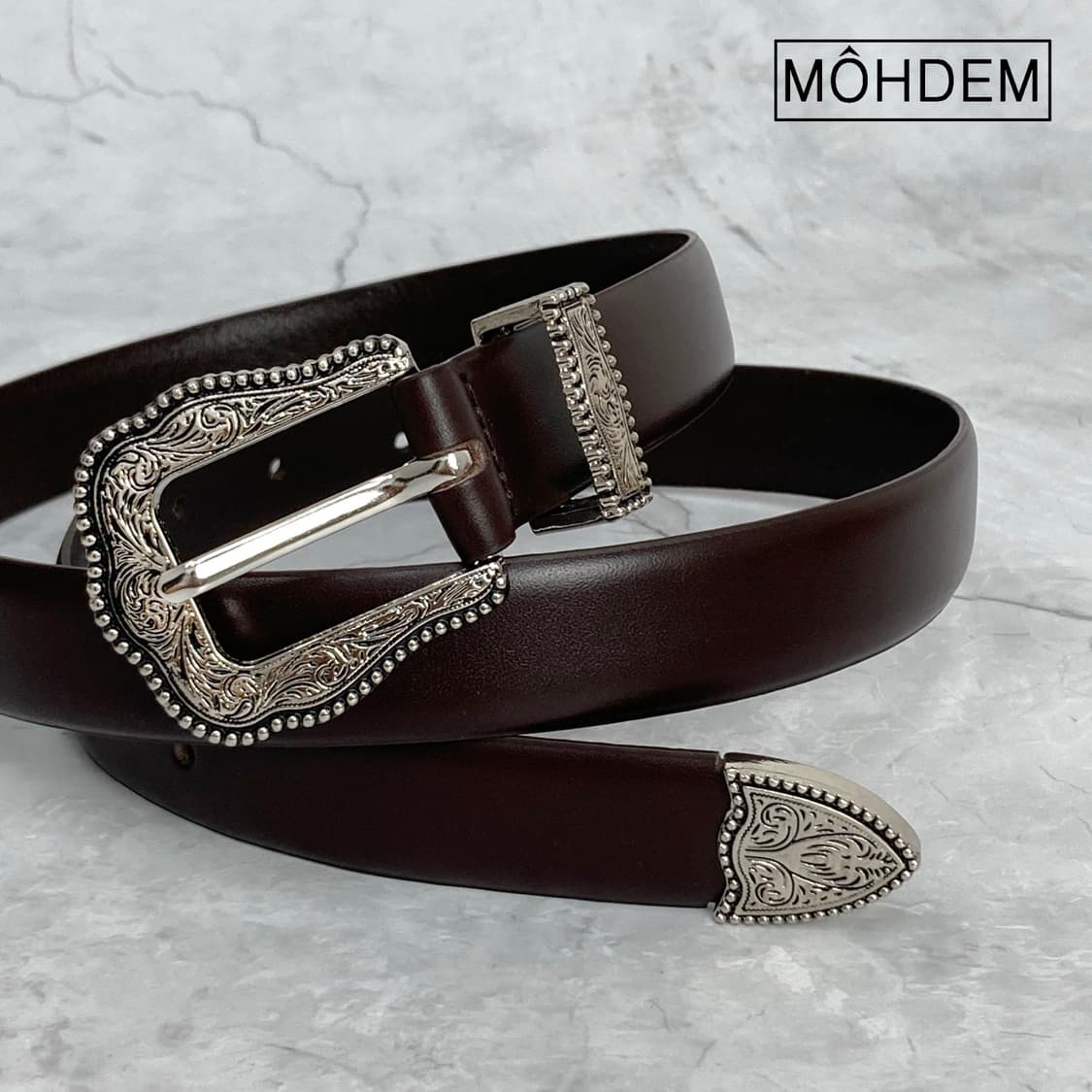 [Uinsex] 클래식 웨스턴 이태리가죽 벨트 브라운 상품이미지1