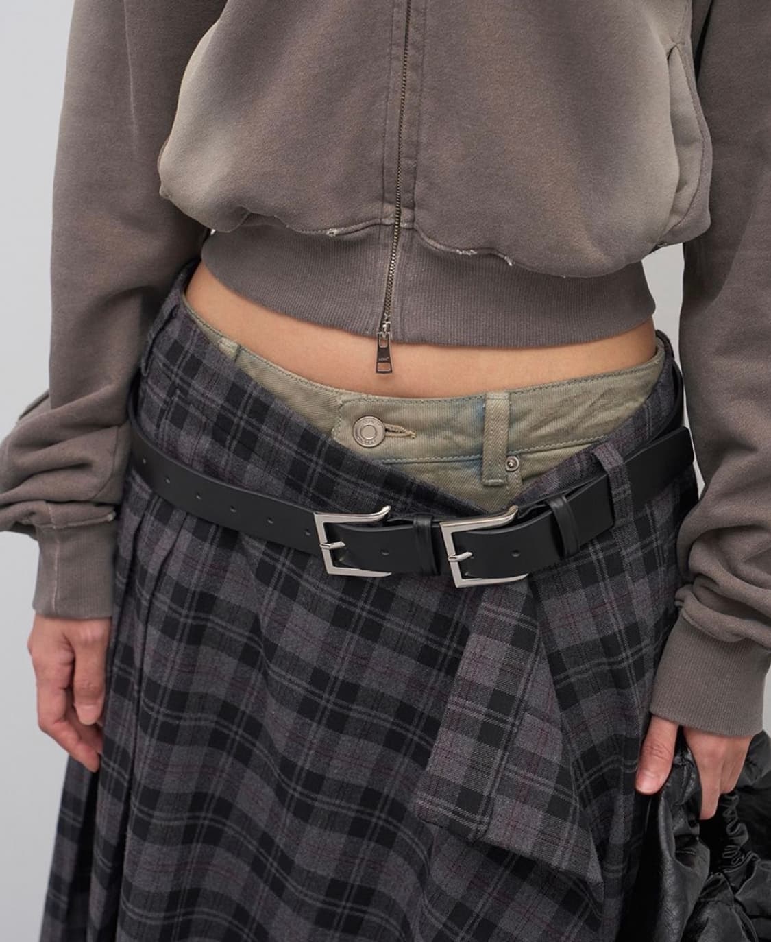 LCDC 티엠 더블 버클 레더 벨트 블랙 상품이미지1