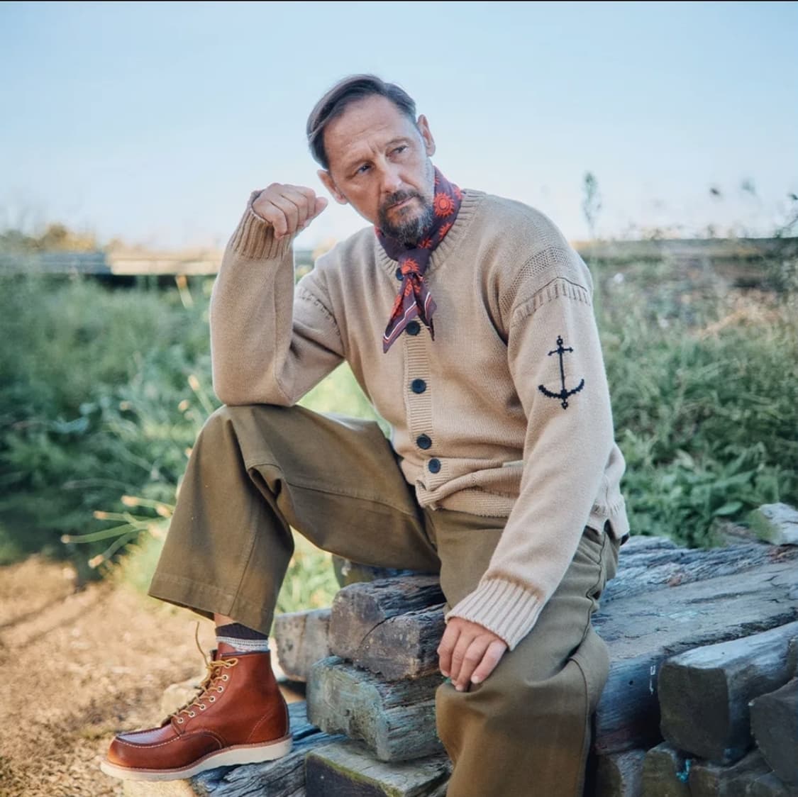 건지울른스 in 영국 양모 피셔맨 버튼 가디건 40size 상품이미지1