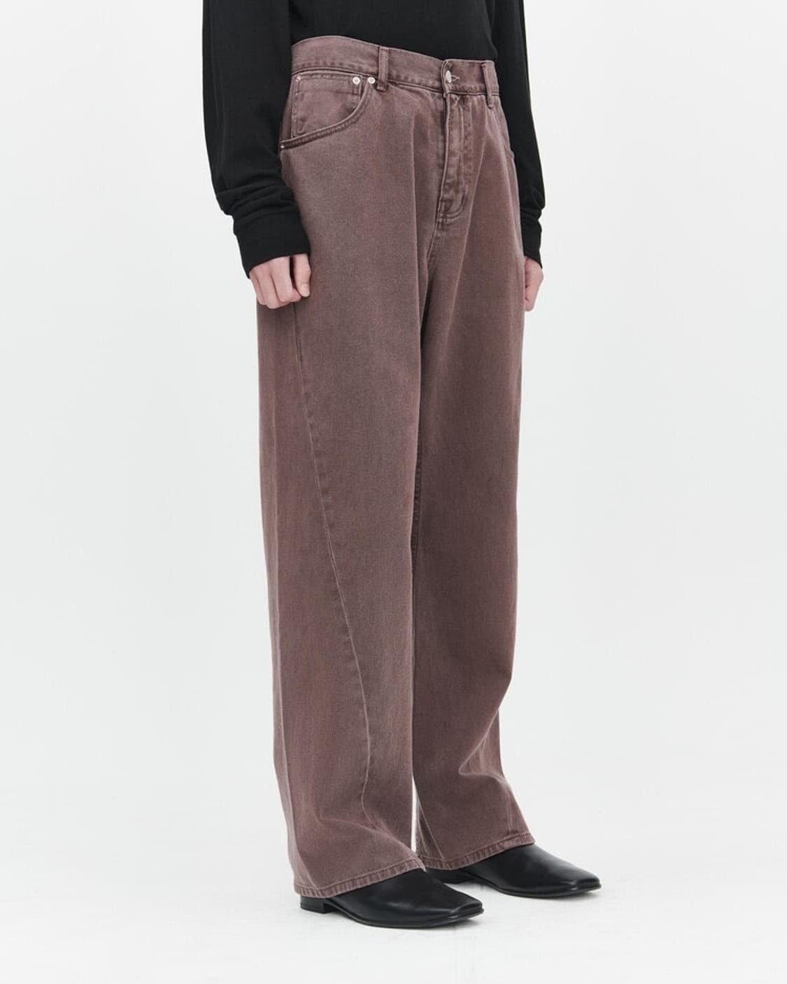 [m] 애프터프레이 와이드 슬래쉬 그레이프 데님 팬츠 상품이미지2